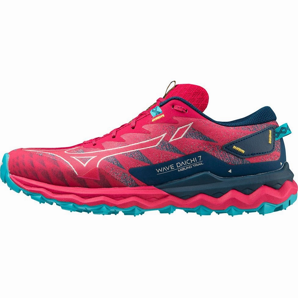 Mizuno Wave Daichi 7 Womens Trail Running Shoes - Red Responsive Foam Technology High Rebound Midsole