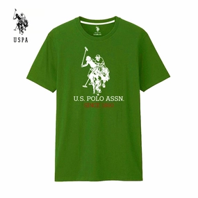US Polo Assn Green Round Neck T shirt TaglessCollar Durable Colorfast Finish