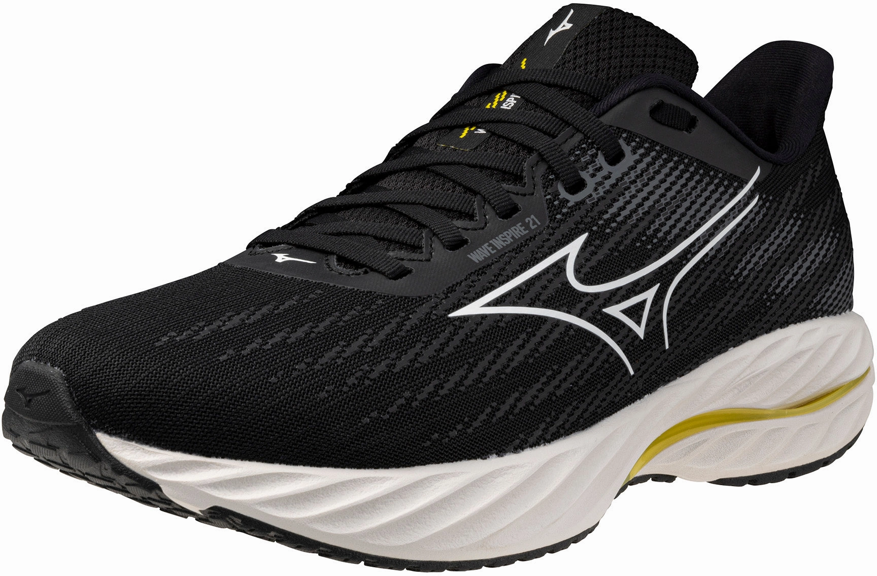 Outdoor Feel Multi Layer Insole Mizuno Wave Inspire 21 WIDE FIT (2E) Mens Running Shoes - Black