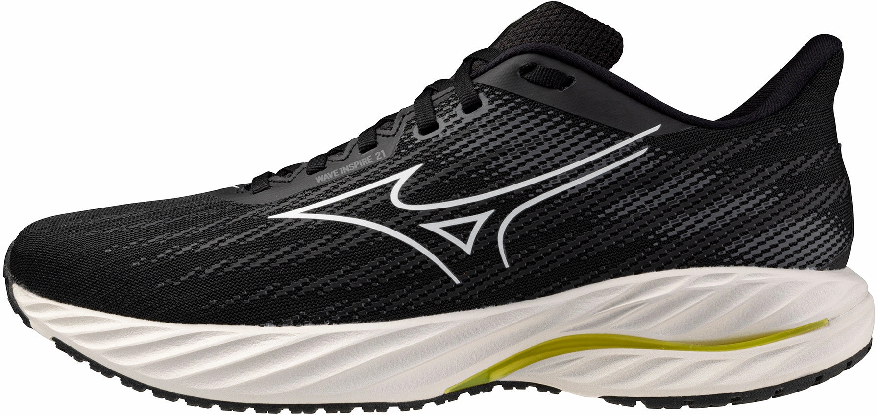 Mizuno Wave Inspire 21 WIDE FIT (2E) Mens Running Shoes - Black Flex groove