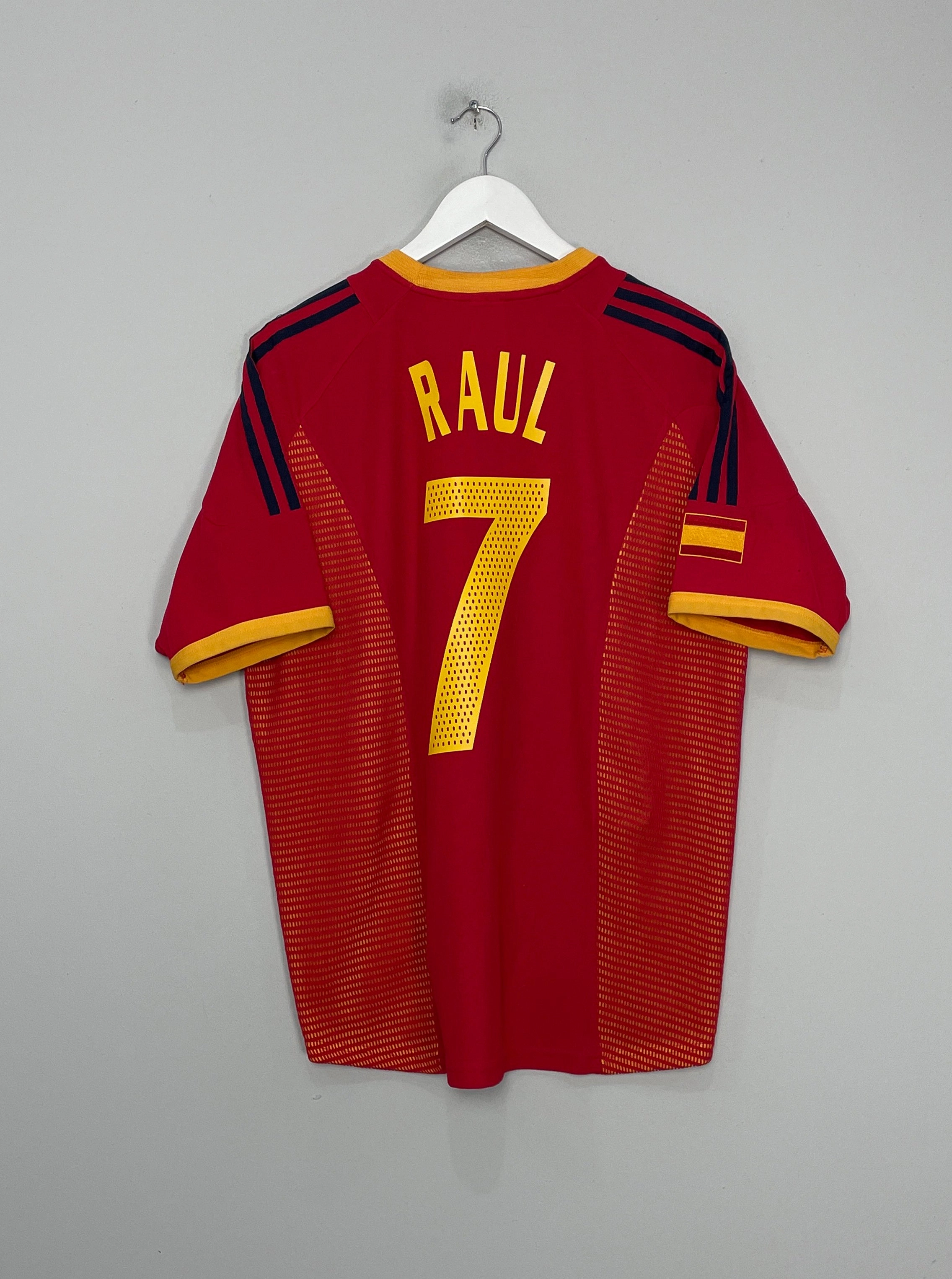 Tagless Label Design Cross Fiber Engineering 2002/04 SPAIN RAUL #7 HOME SHIRT (M) ADIDAS