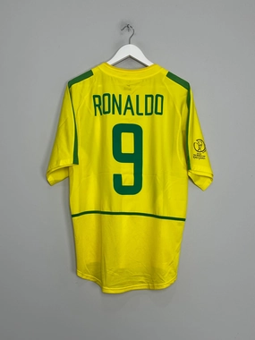 Friction Free Hemline Design Game Ready 2002/04 BRAZIL RONALDO #9 HOME SHIRT (L) NIKE