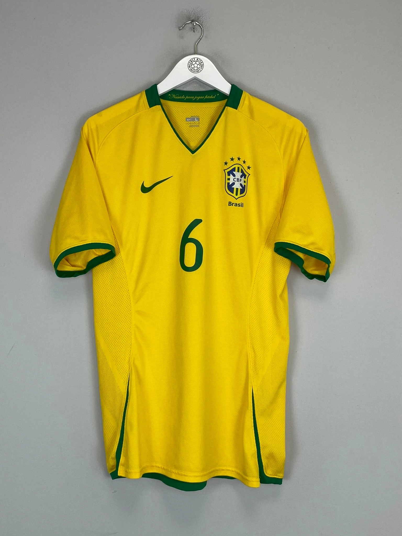 Anti Pilling Surface Treatment 2008/09 BRAZIL #6 *PLAYER ISSUE* HOME SHIRT (L) NIKE