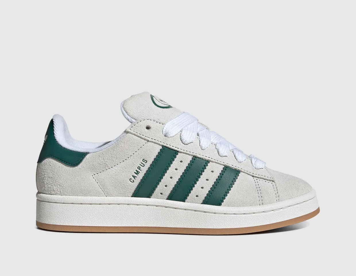 adidas Originals Women's Campus 00s Crystal White / Core White - Collegiate Green Rolling Motion System running with a dog shoes