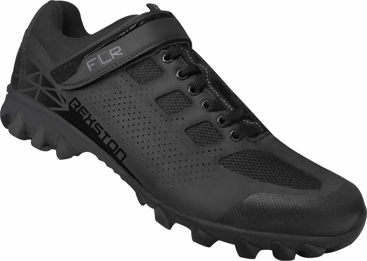 Lightweight Knit Fabric FLR Rexston Mens MTB Cycling Shoes - Black