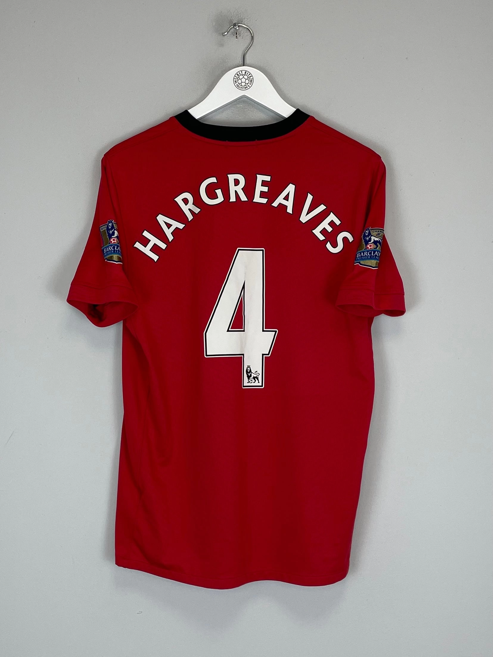 Reliable Fit Non Chafe Edging 2009/10 MANCHESTER UNITED HARGREAVES #4 HOME SHIRT (M) NIKE