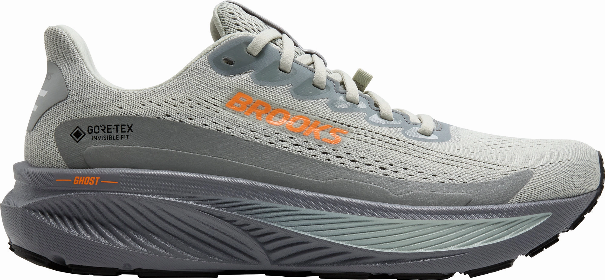 Brooks Ghost 17 GORE-TEX Mens Running Shoes - Grey Dynamic Arch Fast Wear