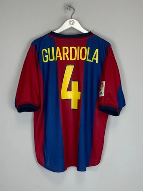 1998/00 BARCELONA GUARDIOLA #4 HOME SHIRT (XL) NIKE Breathable mesh lining