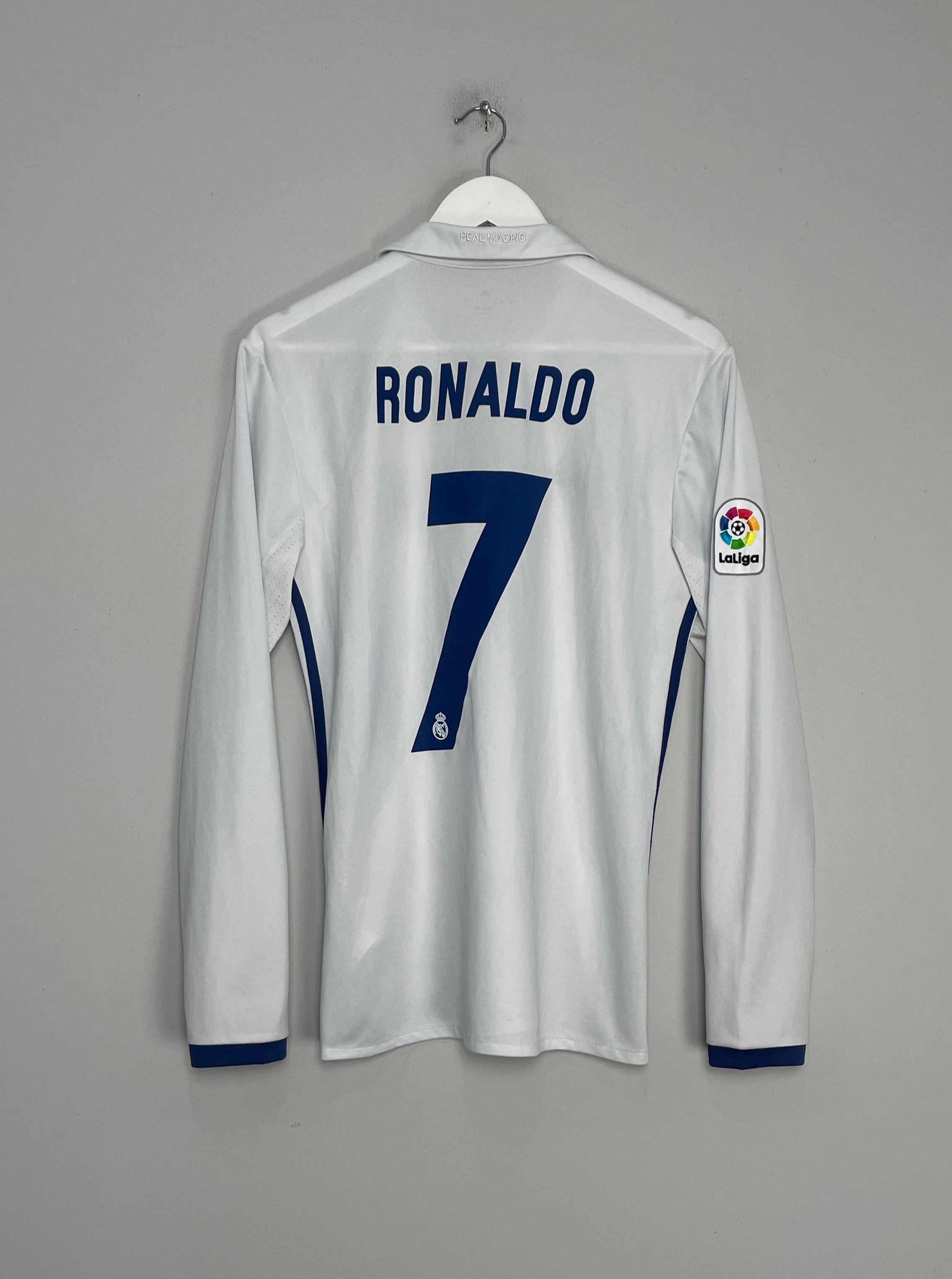 2016/17 REAL MADRID RONALDO #7 L/S HOME SHIRT (S) ADIDAS Wicking Performance Fabric Comfort Stretch