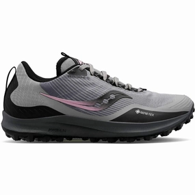 Adaptive Lacing Harness SyntheticLeather Saucony Peregrine 12 GORE-TEX Womens Trail Running Shoes - Grey