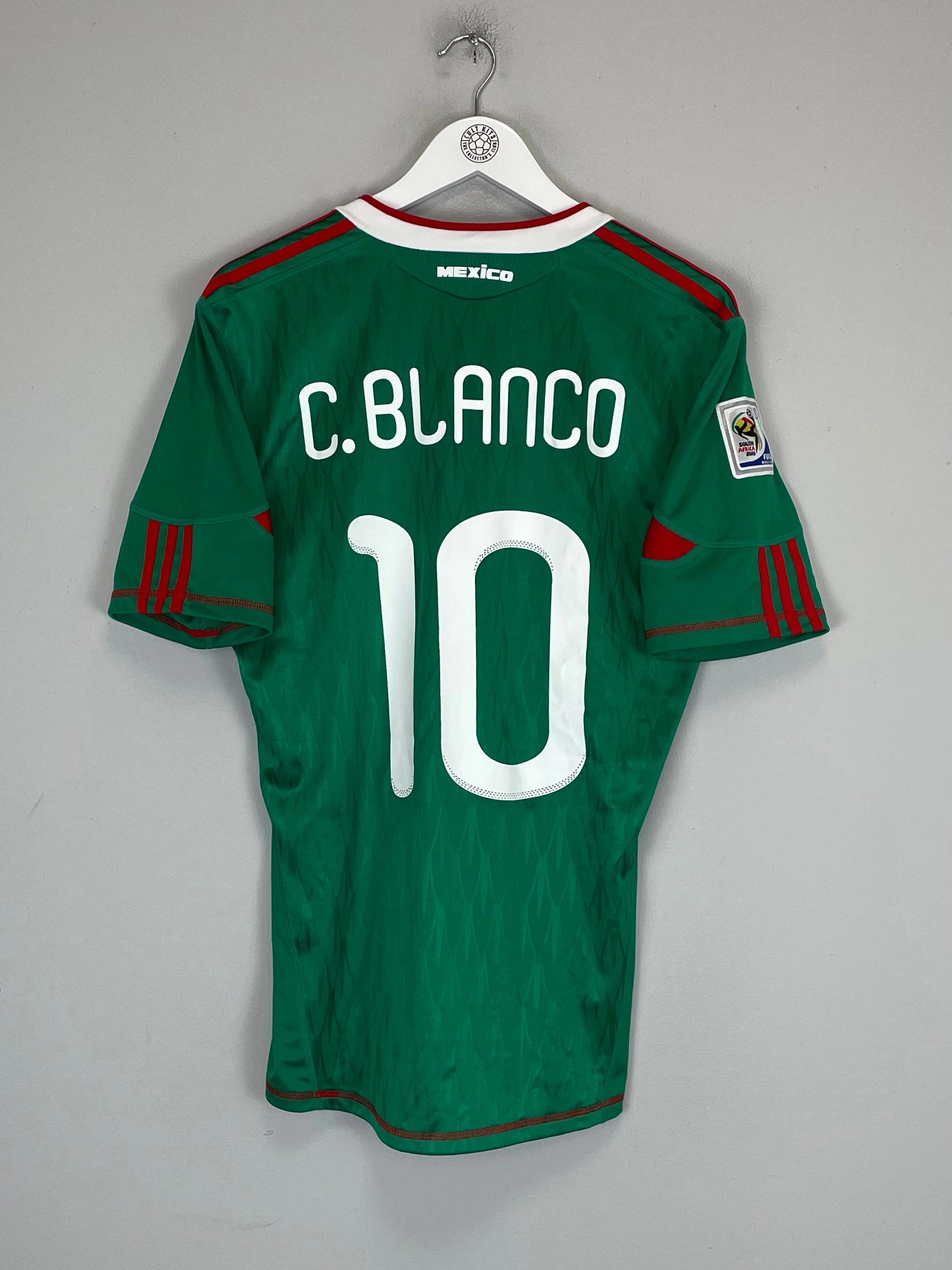 No Chafe Movement Ready 2010 MEXICO C.BLANCO #10 HOME SHIRT (M) ADIDAS