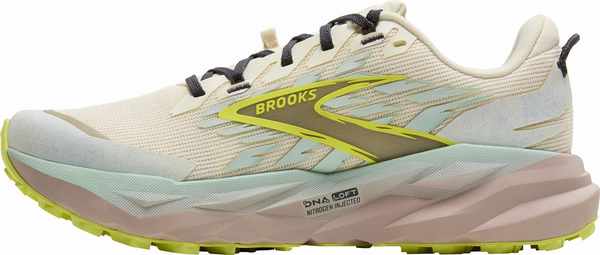 Non Slip Outsole Outdoor Flex Brooks Cascadia 19 WIDE FIT Womens Trail Running Shoes - Cream