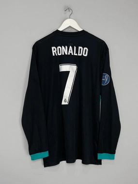 2017/18 REAL MADRID RONALDO #7 L/S AWAY SHIRT (XXL) ADIDAS Sleek Comfort Abrasion Resistant Fabric