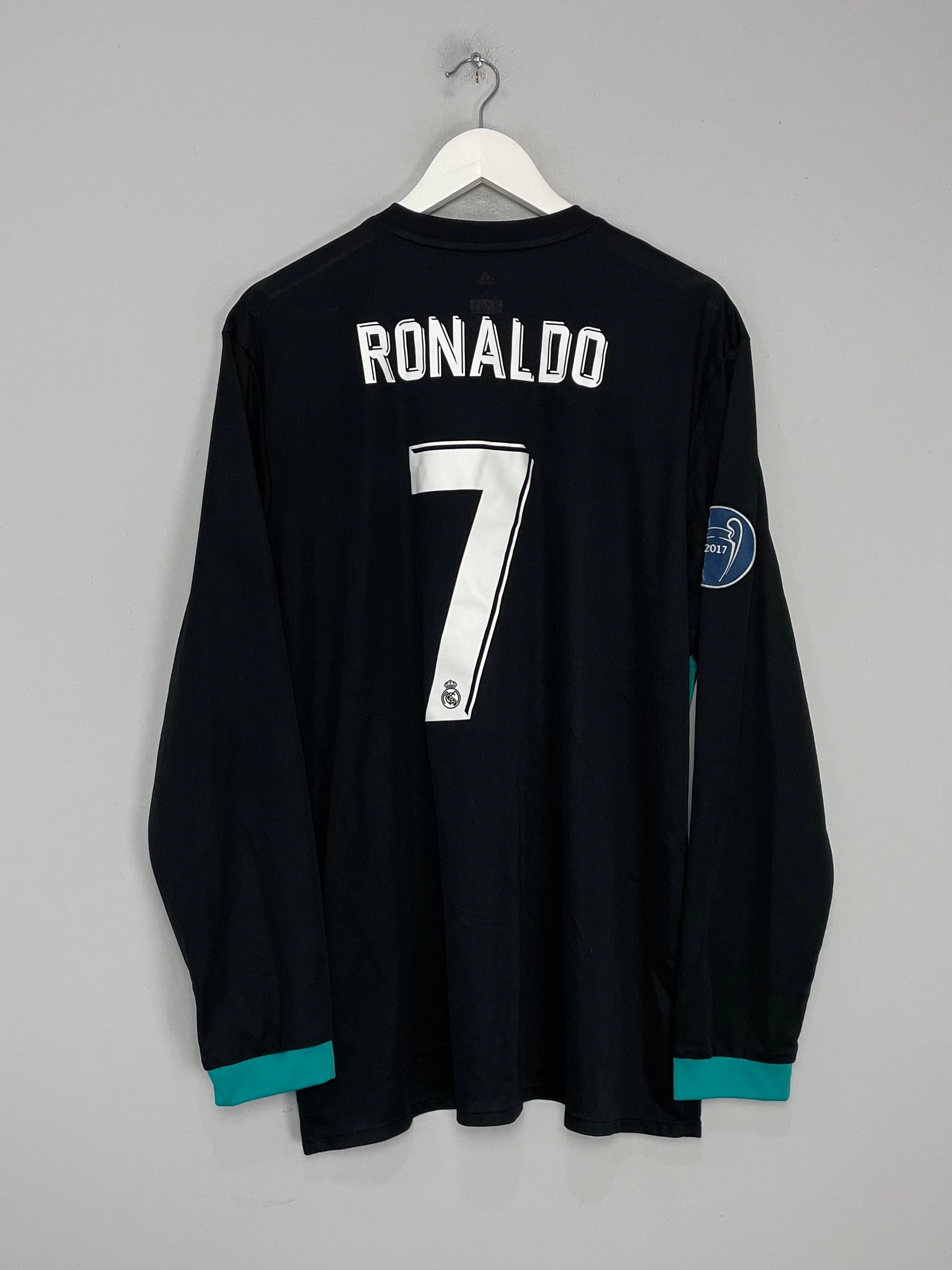 2017/18 REAL MADRID RONALDO #7 L/S AWAY SHIRT (XXL) ADIDAS Sleek Comfort Abrasion Resistant Fabric