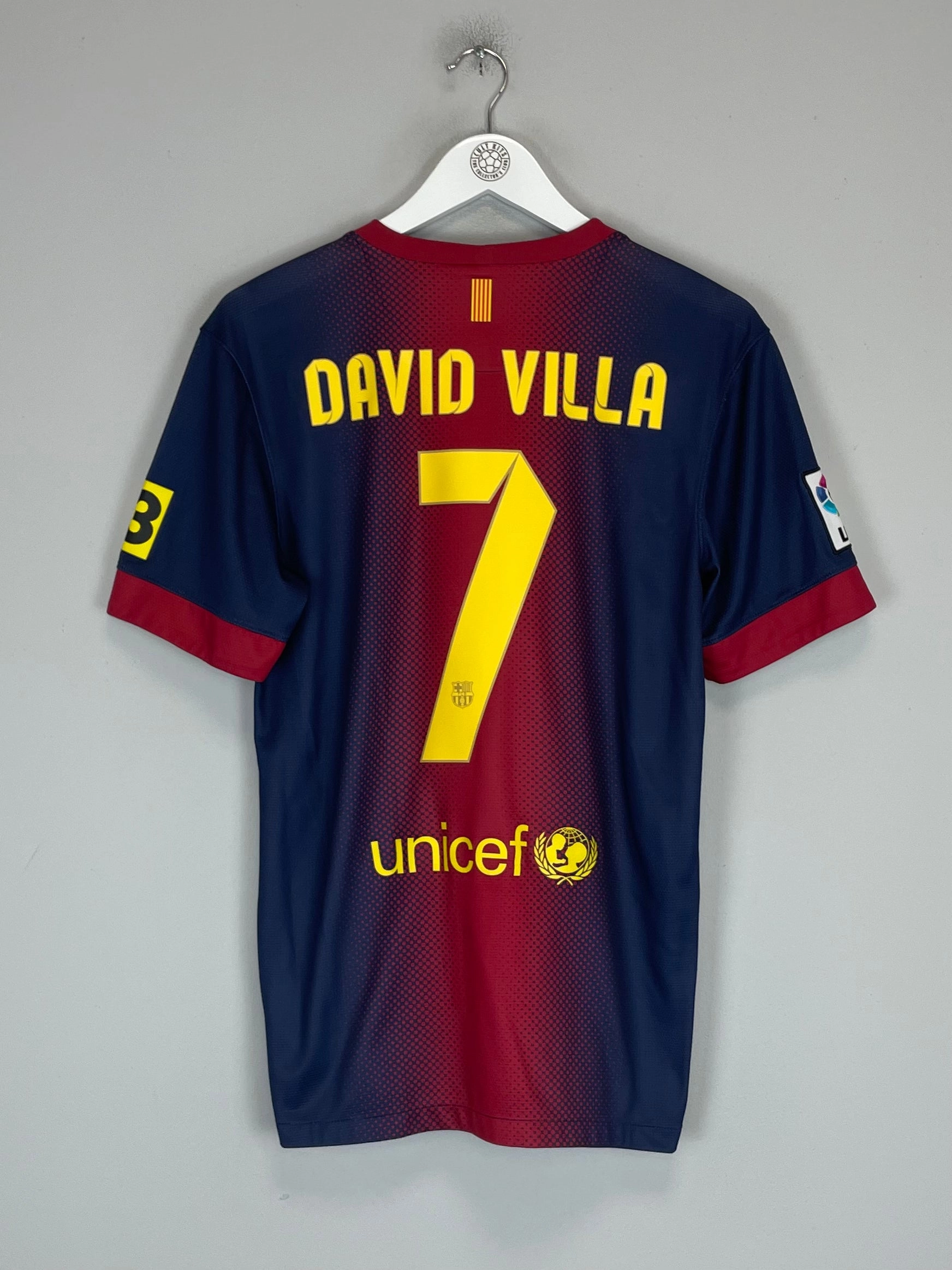 2012/13 BARCELONA DAVID VILLA #7 HOME SHIRT (S) NIKE Jacquard Knit Relaxed Fit