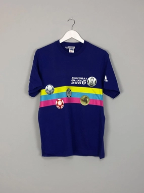 2006 JAPAN ADIDAS SAMURAI BLUE SUPPORTERS TEE (M) Wear Resistant Reinforcement Compression Support Panels