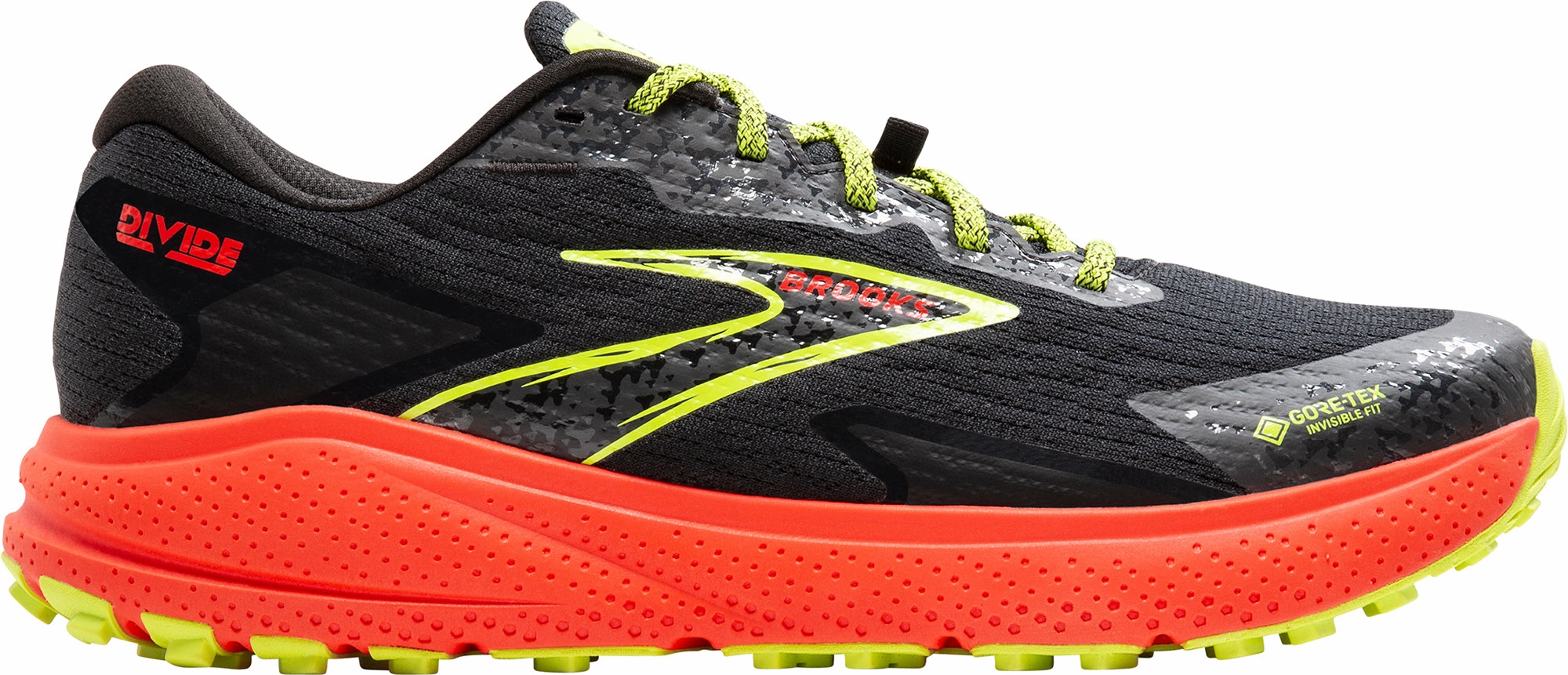 Oxygenation Technology Ergonomic Flow Brooks Divide 5 GORE-TEX Mens Trail Running Shoes - Black