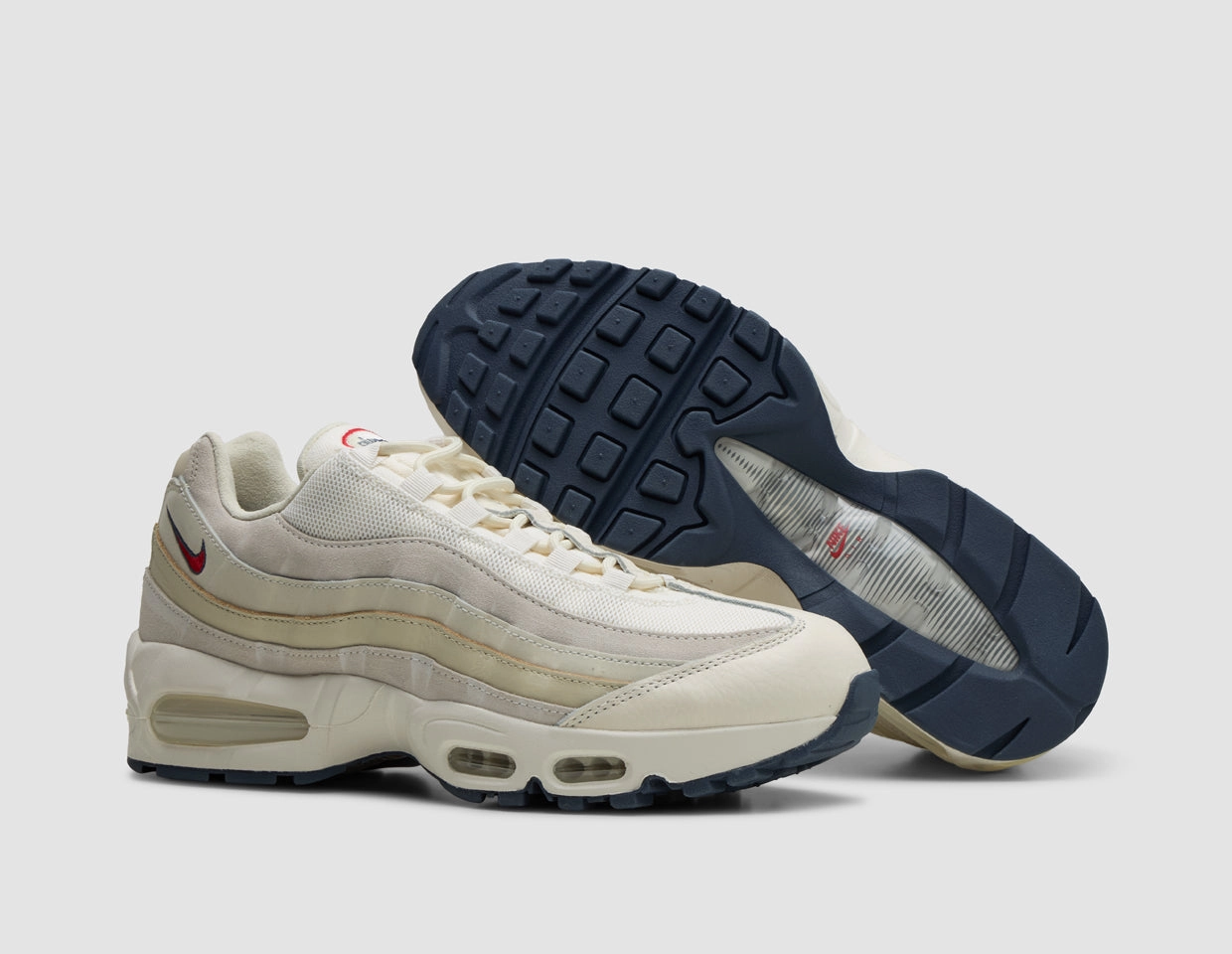 Nike Air Max 95 OG Pale Ivory / University Red - Light Khaki Wear Flex Slip Zone