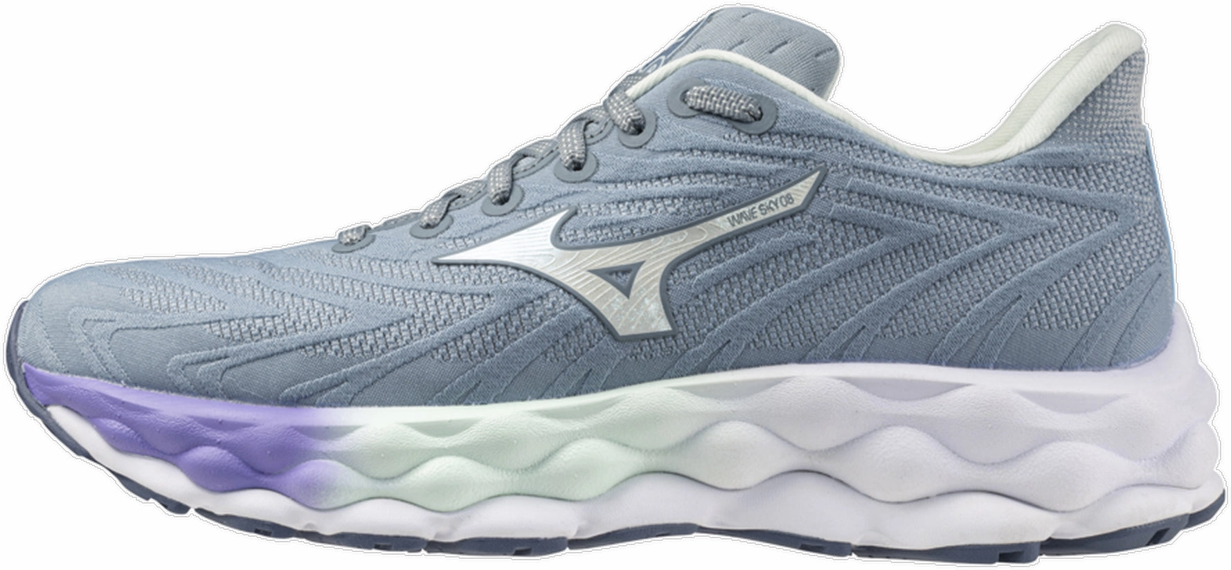 Mizuno Wave Sky 8 Womens Running Shoes - Grey Weekend Casual Flexible Groove Tech