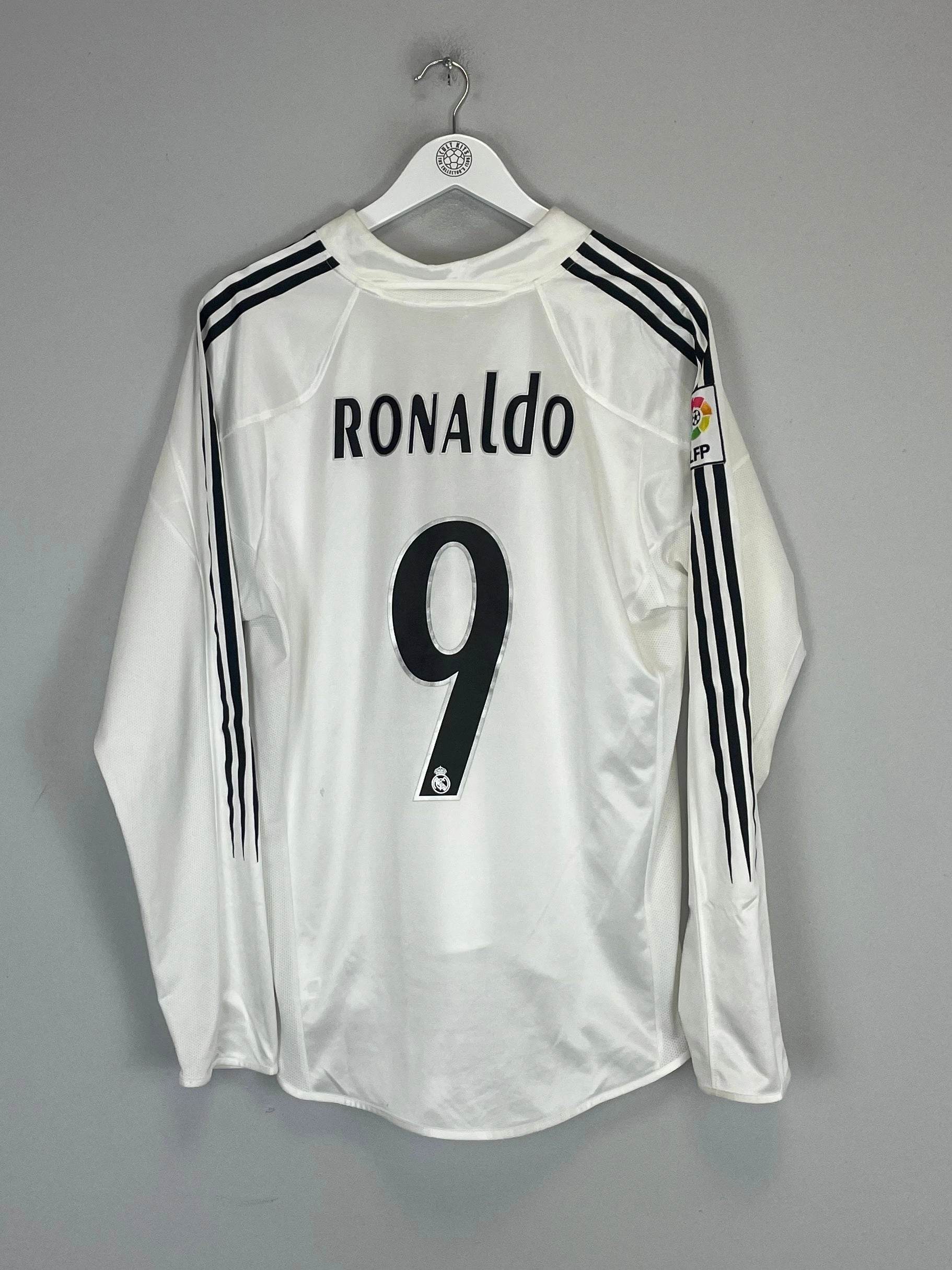 Running Style 2003/05 REAL MADRID RONALDO #9 L/S HOME SHIRT (M) ADIDAS