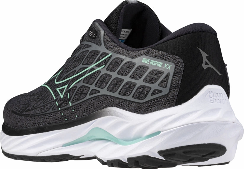 Soft Landing OdorResistant Mizuno Wave Inspire 20 WIDE FIT (D) Womens Running Shoes - Grey