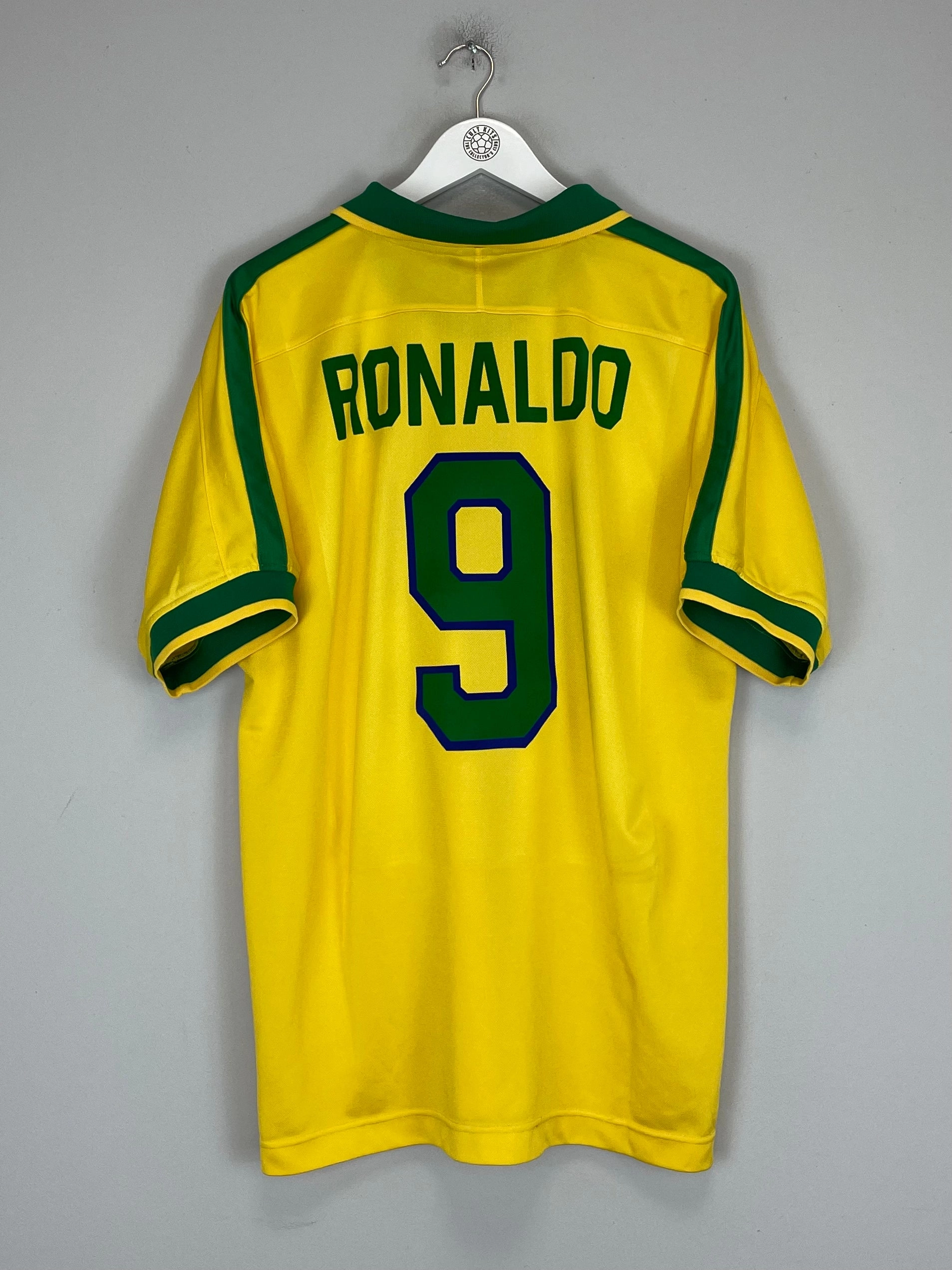 1997/98 BRAZIL RONALDO #9 HOME SHIRT (XL) NIKE Abrasion Resistant Finish Low Profile Seams