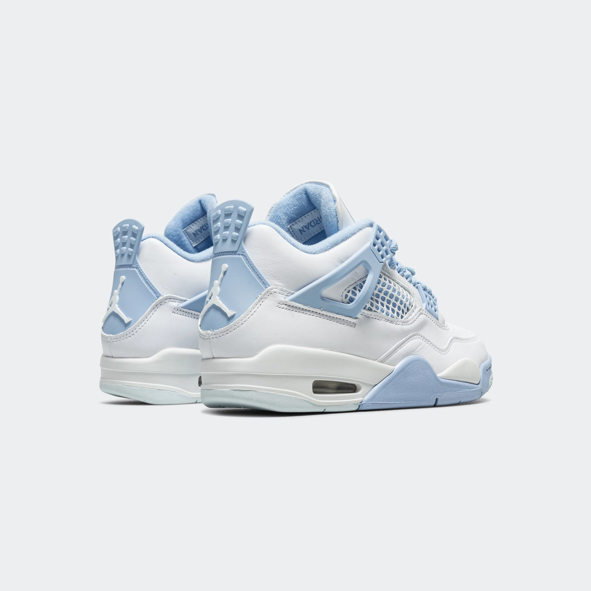 Womens Air Jordan 4 Retro - White/Aluminum-Blue Tint-Oil Green OdorResistant Shock Vibe