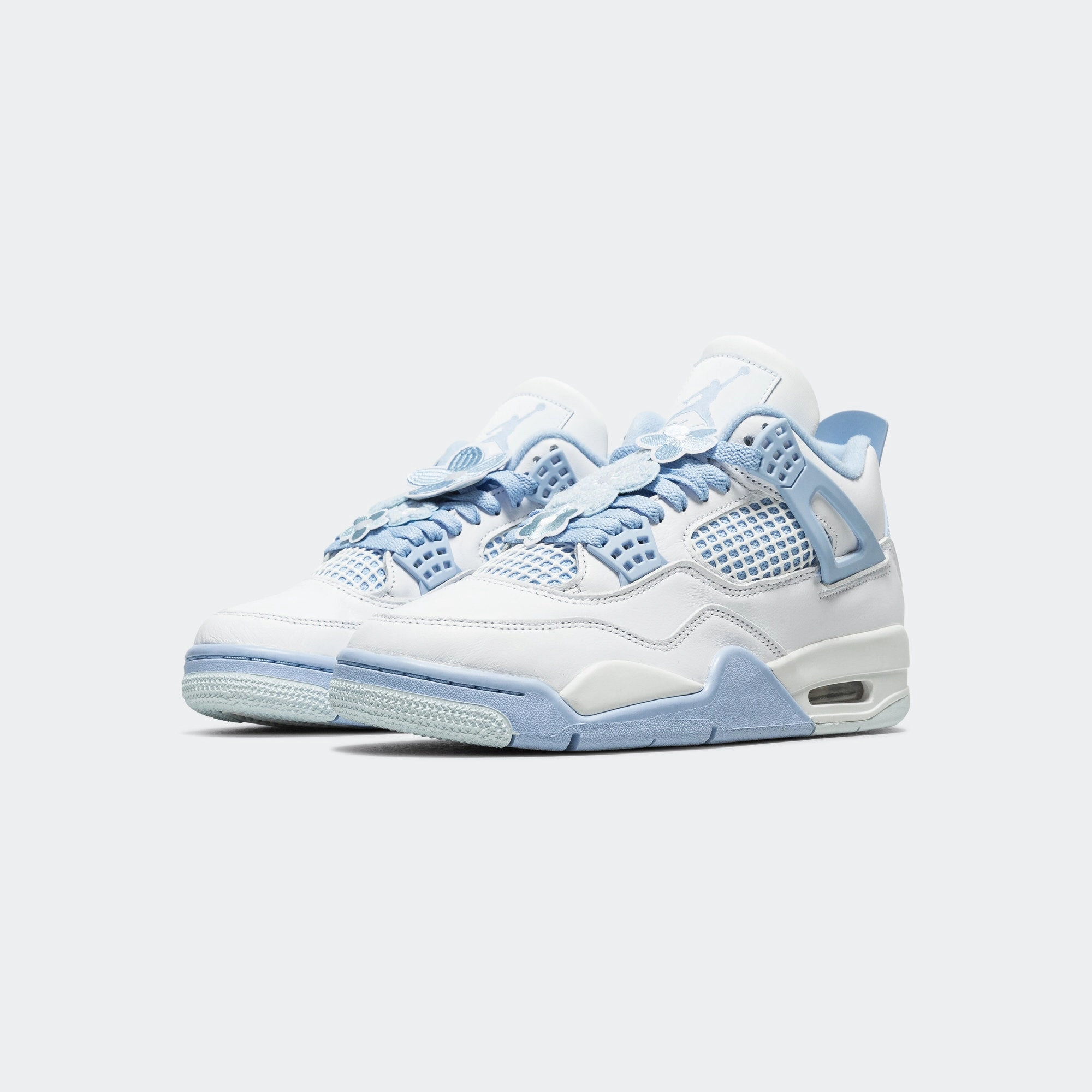 Comfortable fit Multi-functional materials Womens Air Jordan 4 Retro - White/Aluminum-Blue Tint-Oil Green
