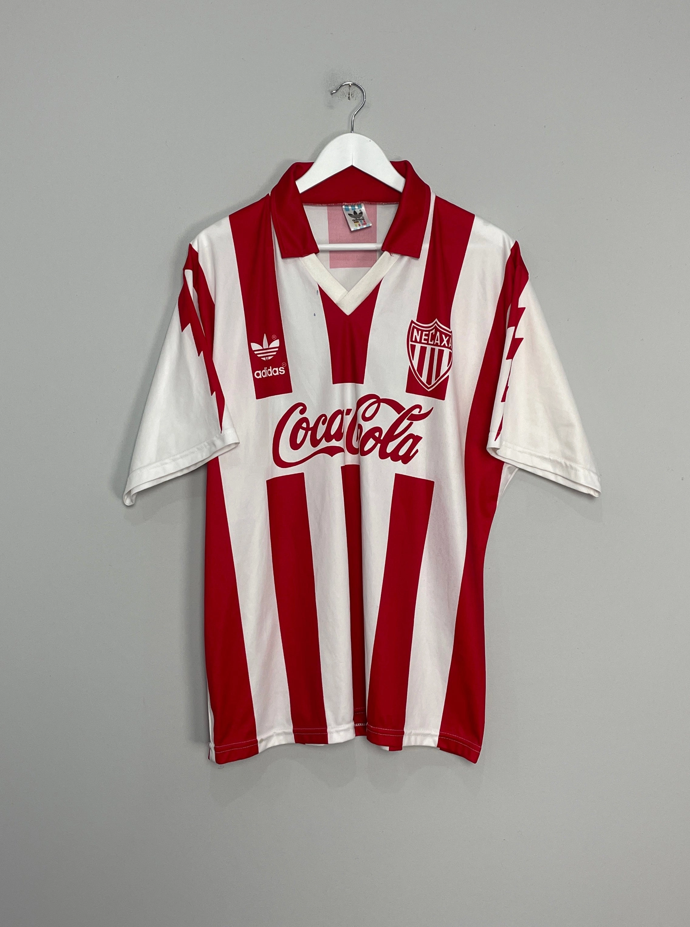 1994/95 NECAXA #14 *PLAYER ISSUE   SIGNED* HOME SHIRT (L) ADIDAS Stretch performance Stamina Wear