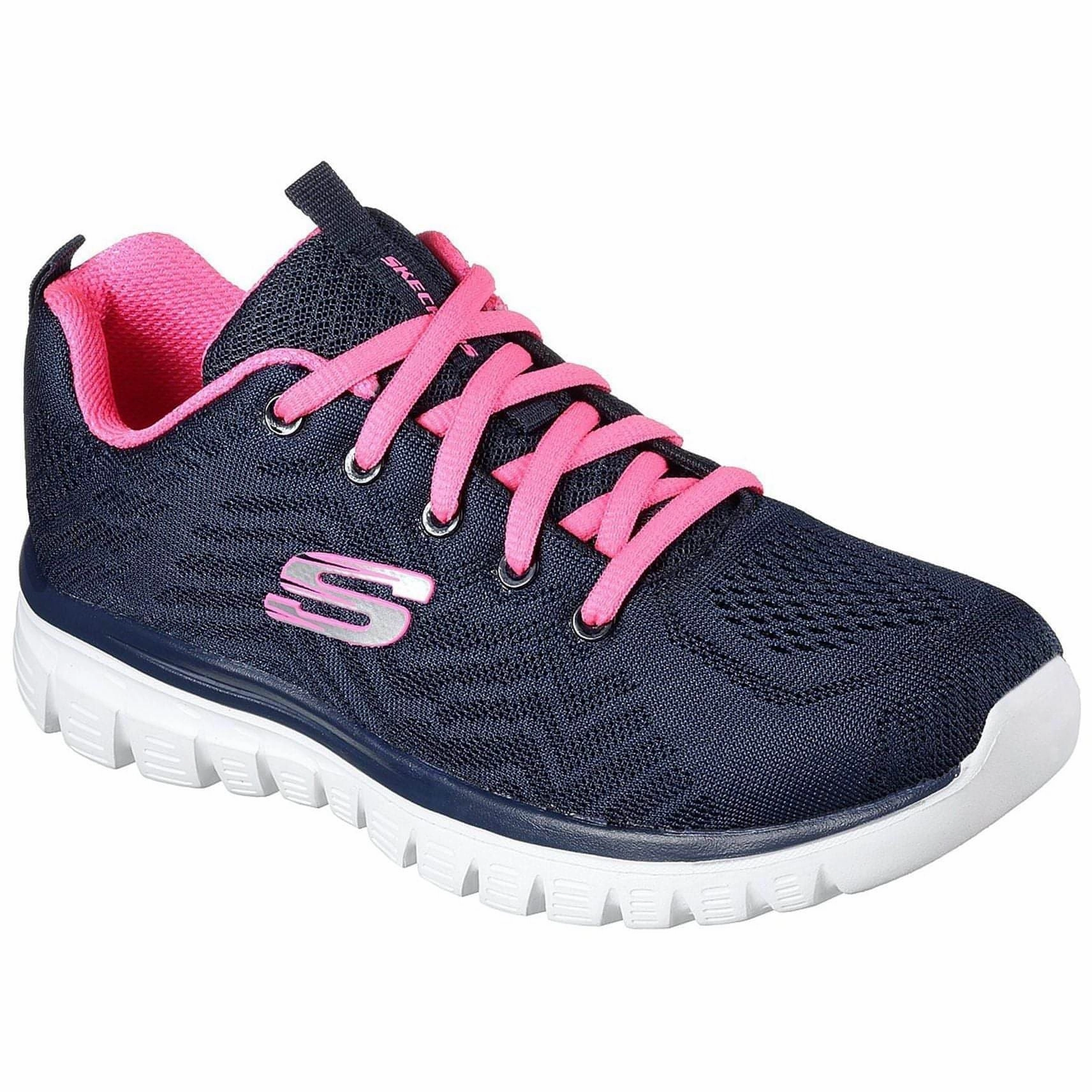 Perforated Toe Box Skechers Graceful WIDE FIT Womens Training Shoes - Navy