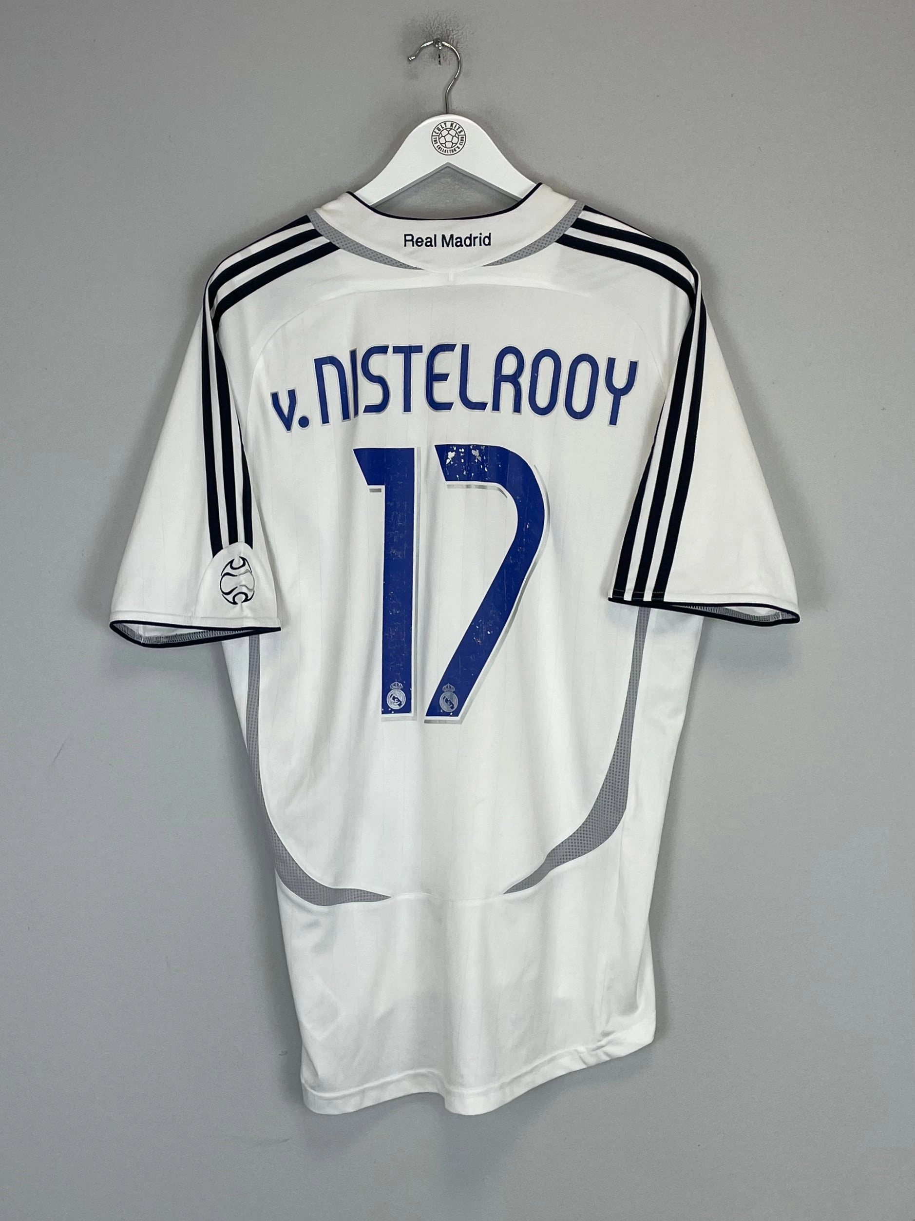 2006/07 REAL MADRID V.NISTELROOY #17 HOME SHIRT (L) ADIDAS Knit Grid Mesh