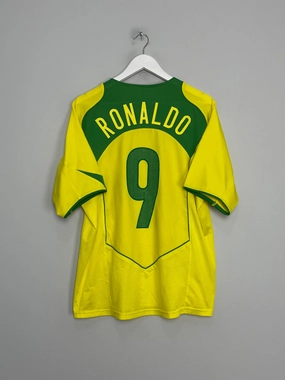 2004/06 BRAZIL RONALDO #9 HOME SHIRT (L) NIKE Strategic Ventilation Zones Fit Tech
