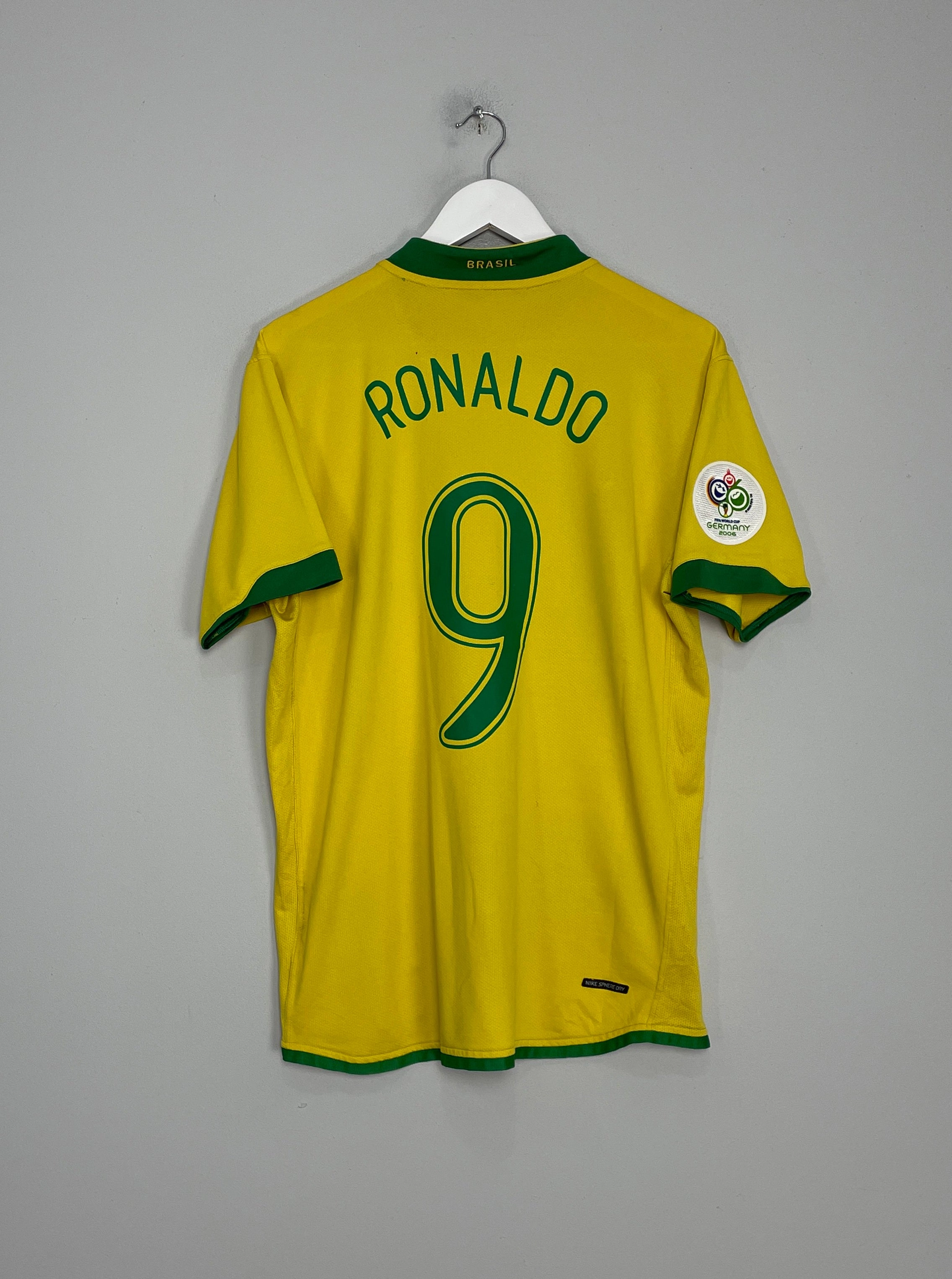 Vivid Pattern 2006/08 BRAZIL RONALDO #9 HOME SHIRT (M) NIKE
