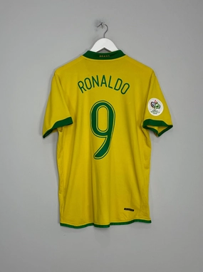 Vivid Pattern 2006/08 BRAZIL RONALDO #9 HOME SHIRT (M) NIKE