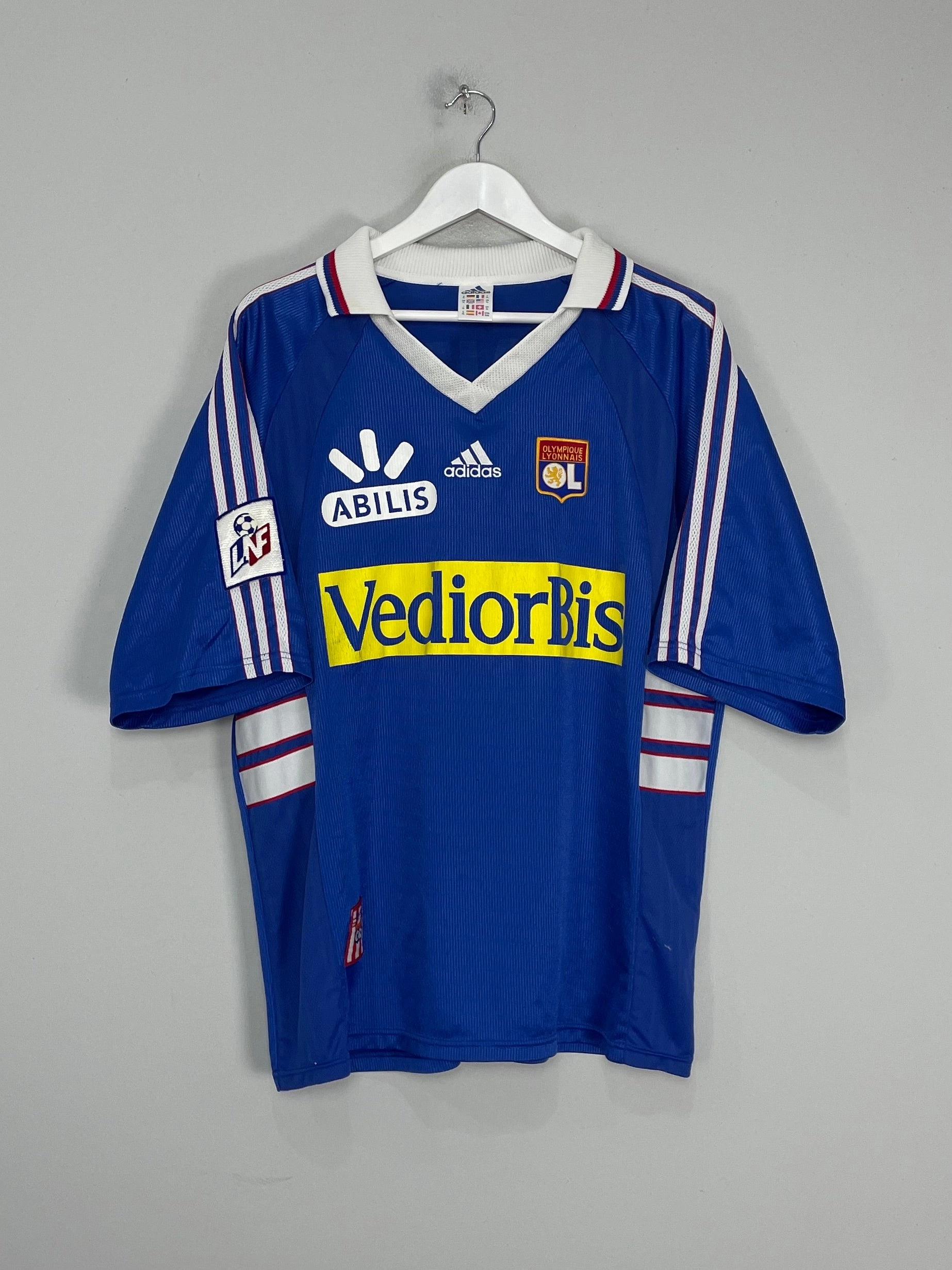1998/99 LYON BRAIZAT #26 *MATCH ISSUE* AWAY SHIRT (XL) ADIDAS Soft touch finish Friction Free Zipper Guard
