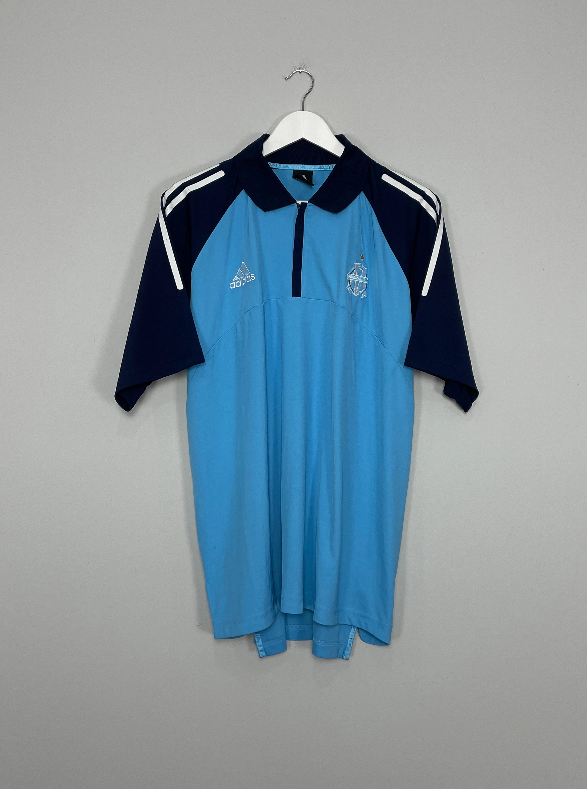 Microfiber Performance Blend Ultra Smooth Flat Seams 2002/03 MARSEILLE ADIDAS 1/4 ZIP TRAINING SHIRT (L/XL)