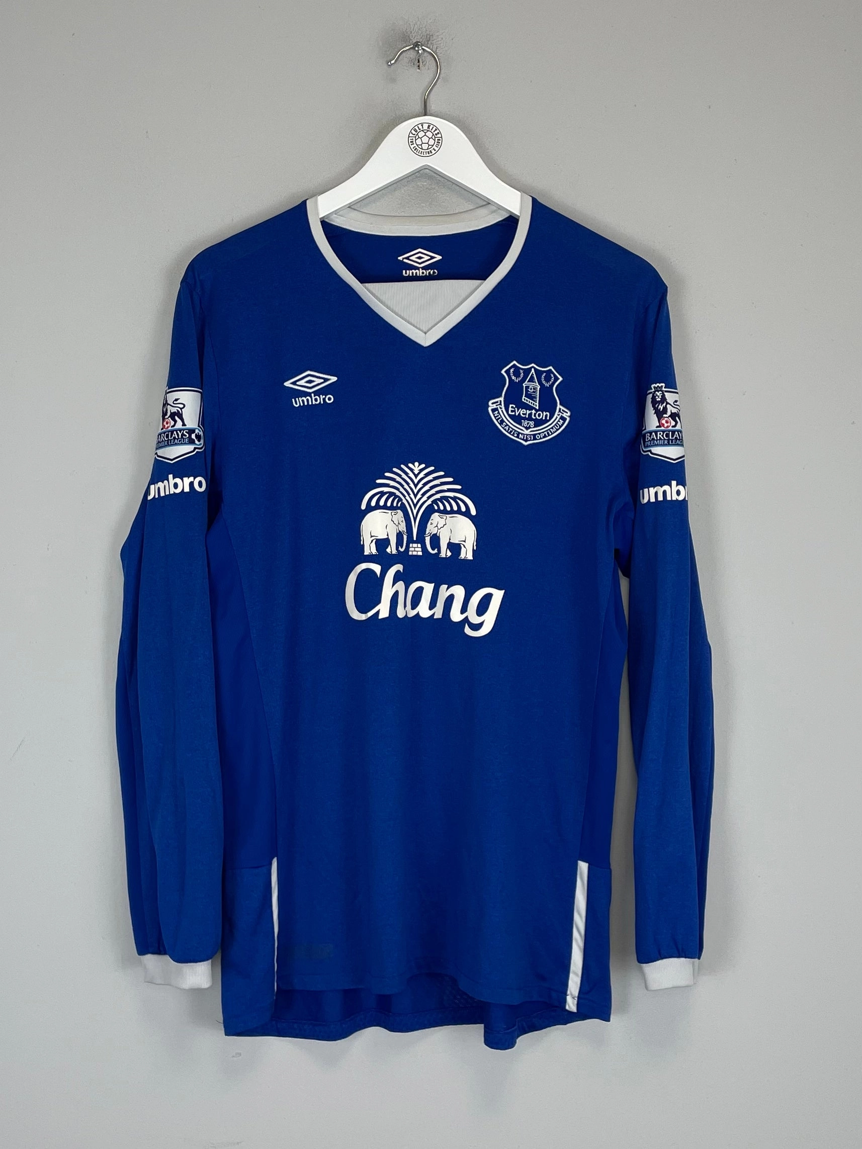 Low Profile Seams 2015/16 EVERTON FERGUSON #9 L/S HOME SHIRT (L) UMBRO