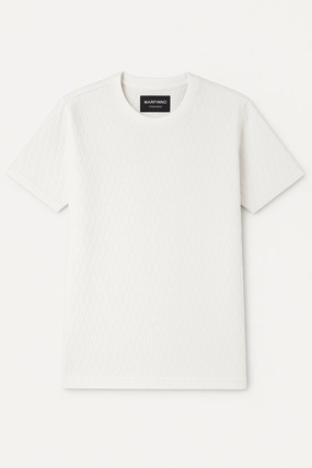 Stretch waistband Ribbed Neckline Marfino Off White Vintage Round Neck T shirt