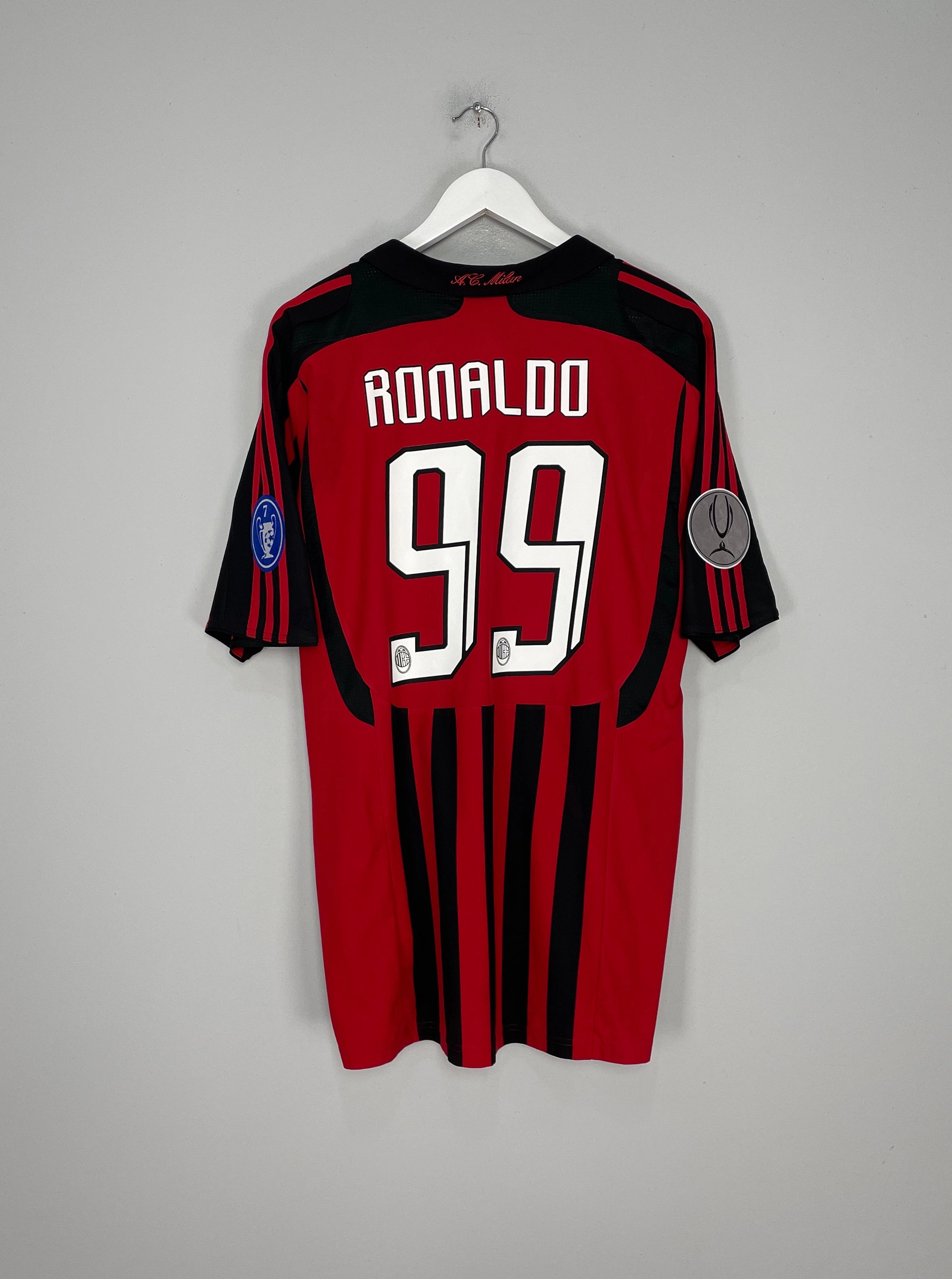 2007/08 AC MILAN RONALDO #9 *SUPER CUP* HOME SHIRT (XL) ADIDAS Essential Fit Non Irritating Seams