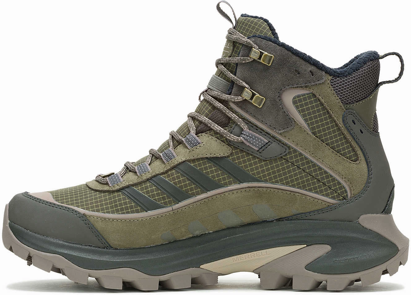Quick Trekking Support easy move Merrell Moab Speed 2 Thermo Mid Waterproof Mens Walking Boots - Green