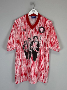 1990 TEXAS CHAINSAW MASSACRE X JAPANESE MOVIE MASHUP SHIRT (XL) UMBRO Moisture Transfer Heat Zone Fit