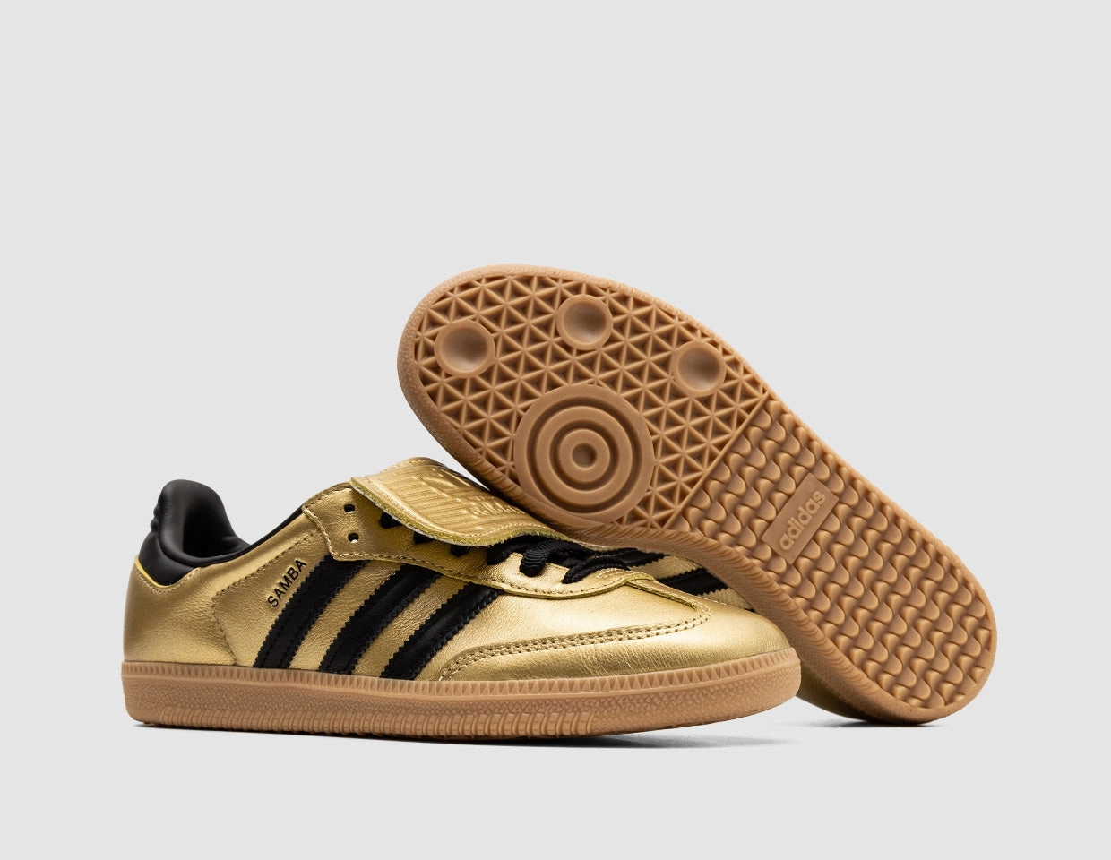 Neutral Arch Weatherproof Footwear adidas Originals Women's Samba LT Gold Metallic / Core Black - Gum