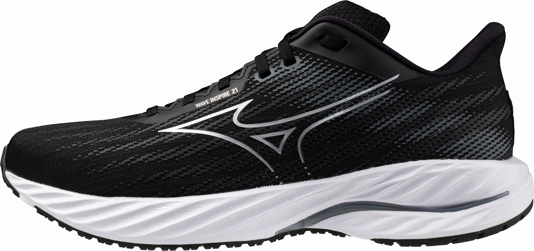 Mizuno Wave Inspire 21 WIDE FIT (2E) Mens Running Shoes - Black Daily Wear Seamless Upper Design