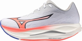 Mizuno Wave Rebellion Flash 3 Womens Running Shoes - White Knit Weave Texture Glam stability