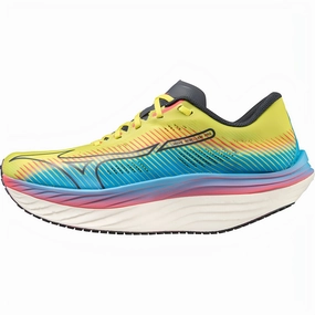 Secure Lace Loops Heel Counter Structure Mizuno Wave Rebellion Pro Mens Running Shoes - Yellow