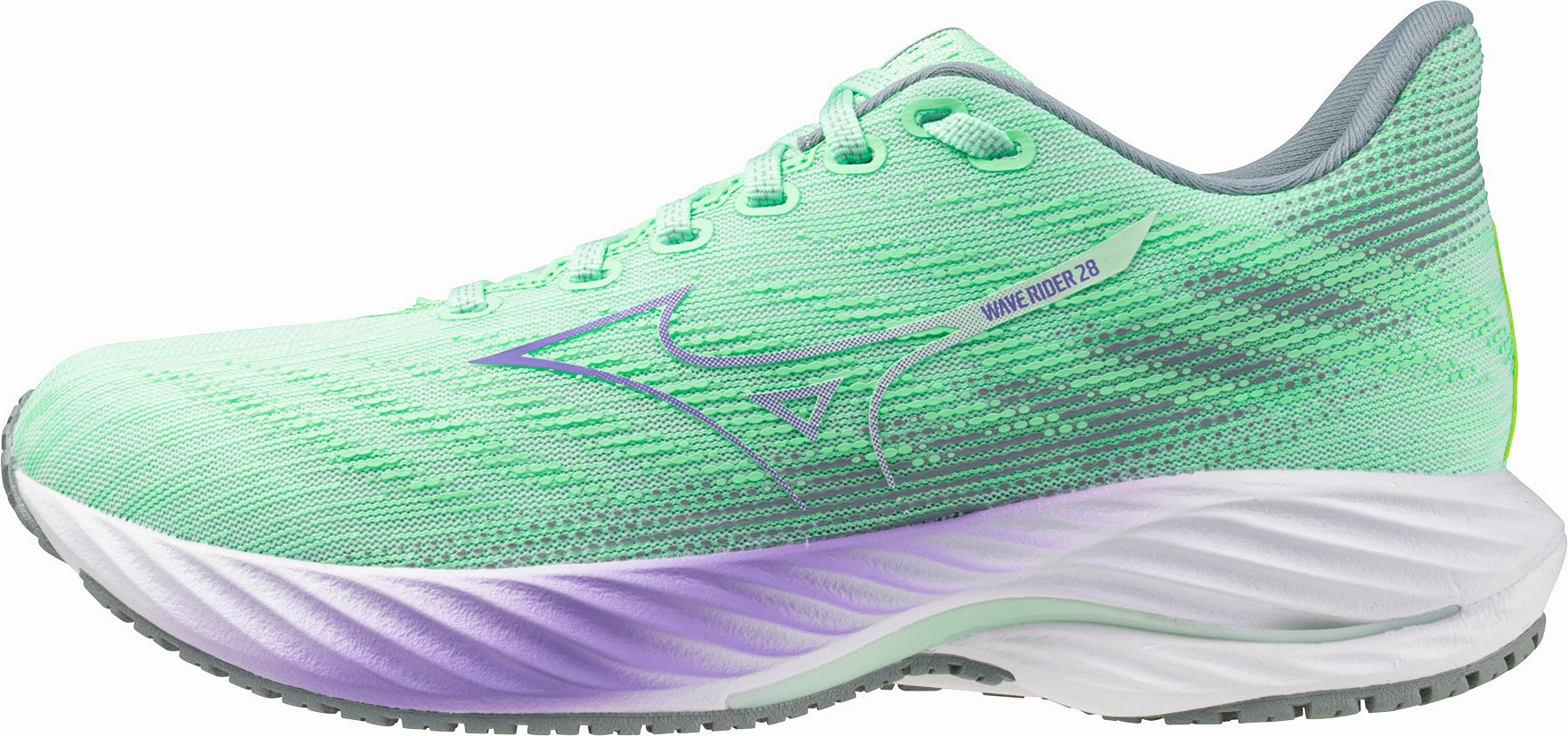 Mizuno Wave Rider 28 Womens Running Shoes - Green Moisture Wicking Inner Layer