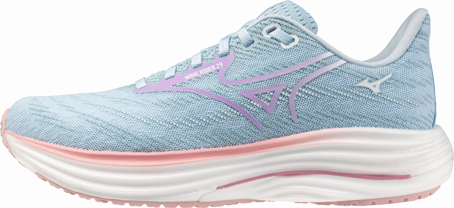 Mizuno Wave Rider 29 Womens Running Shoes - Blue Low Collar Design Adjustable Tongue