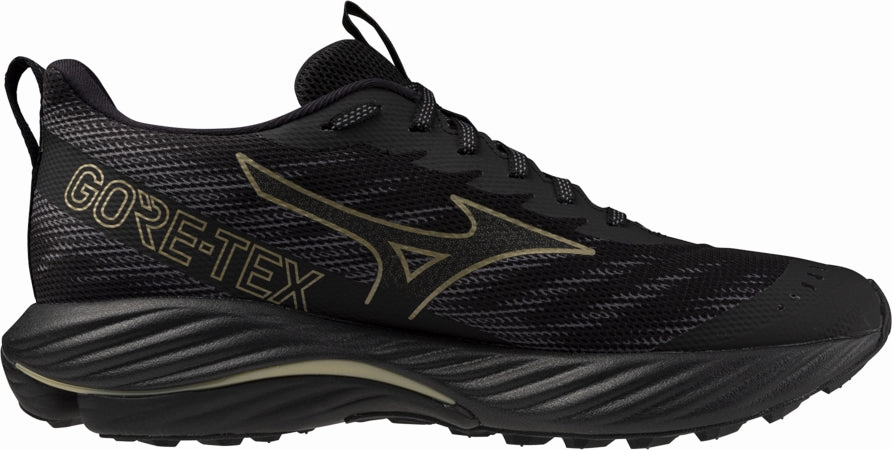 Flexible Chassis Mizuno Wave Rider GORE-TEX 2 Mens Trail Running Shoes - Black