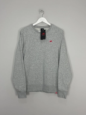 Abrasion resistant Elasticized Cuffs New Balance *BNWT* Grey Crew Neck Sweater (Multiple Sizes) Jumper