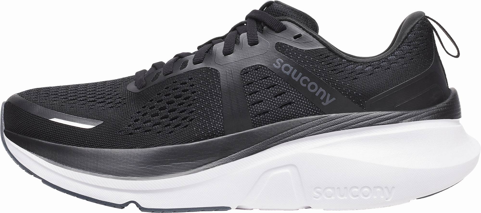 Saucony Guide 18 WIDE FIT Mens Running Shoes - Black Breathable Zones